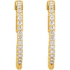 14k Yellow Gold 3/4 CTW Diamond Inside/Outside Hoop Earrings