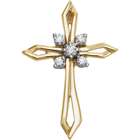 14k Yellow Gold .16 CTW Diamond Cross Pendant