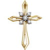 24.00x17.00 mm Cross Pendant with Diamond in 14K Yellow Gold