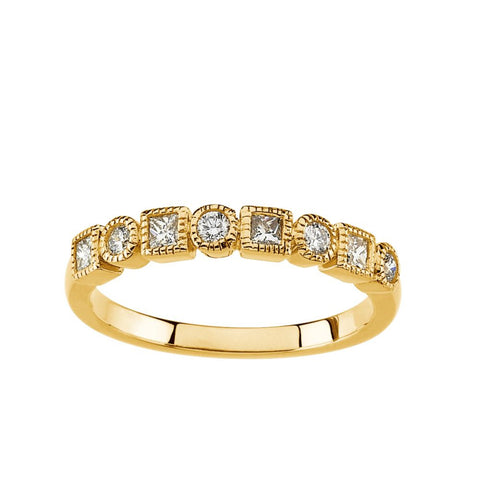 14k Yellow Gold 3/8 CTW Diamond Anniversary Band, Size 7