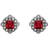 14k White Gold Chatham® Created Ruby & 1/10 CTW Diamond Earrings