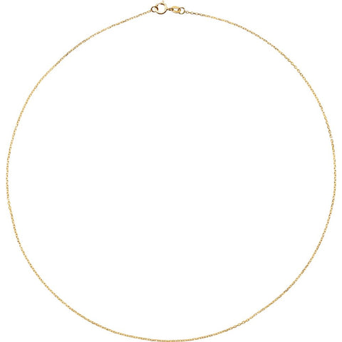 14k Yellow Gold 1mm Diamond Cut Cable 16" Chain