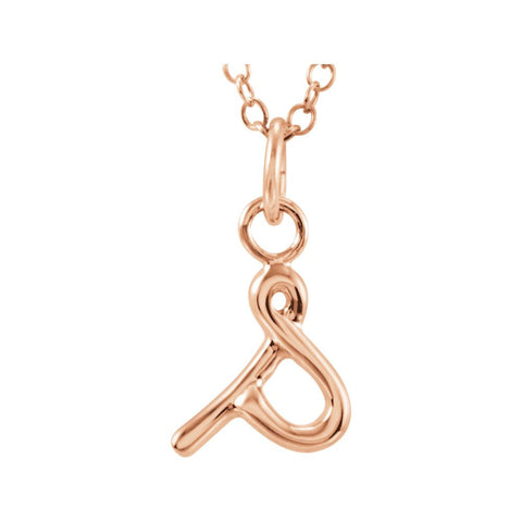 14k Rose Gold Letter "S" Lowercase Script Initial Necklace