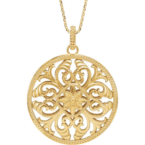 14k Yellow Gold Filigree 18" Necklace
