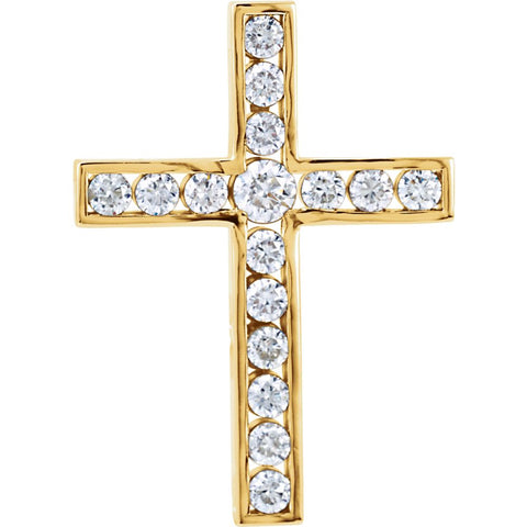 14k Yellow Gold 3/4 CTW Diamond Cross Pendant