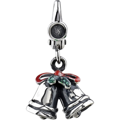 Holiday Silver Bells Charm with Enamel
