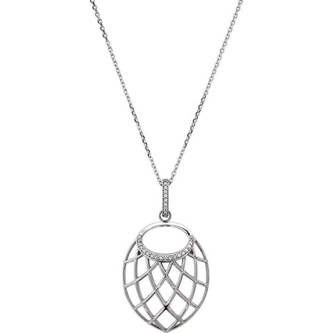 14k White Gold .06 CTW Diamond Nest Design 18" Necklace