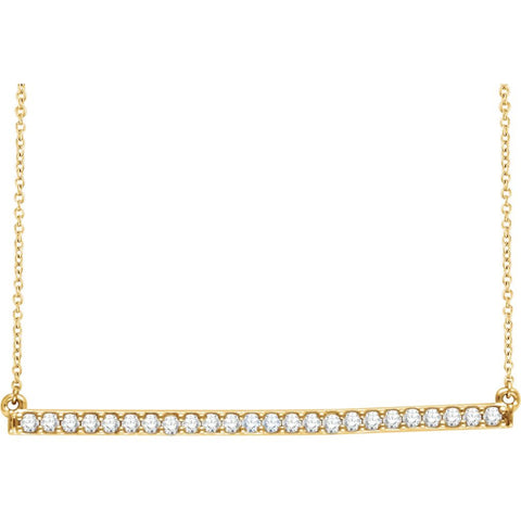 14k Yellow Gold 1/3 CTW Diamond Bar 16-18" Necklace