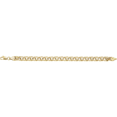 14k Yellow Gold 7mm Solid Charm 7.75" Bracelet