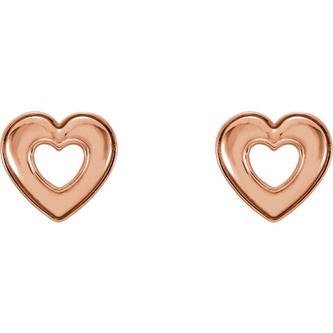 14k Rose Gold Heart Earrings