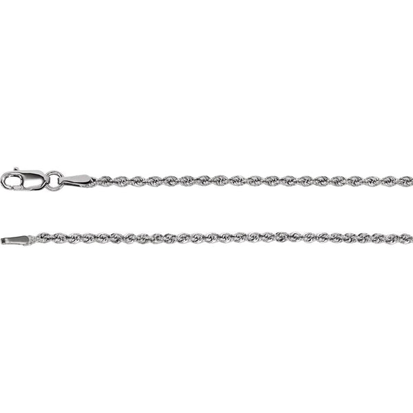 14k White Gold 1.85mm Rope Chain 20