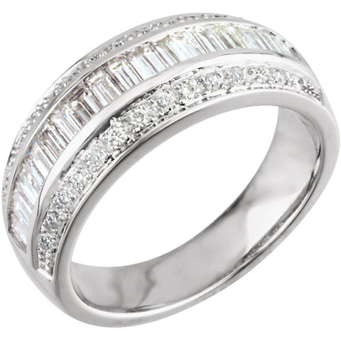 14k White Gold 1 CTW Diamond Anniversary Band, Size 6