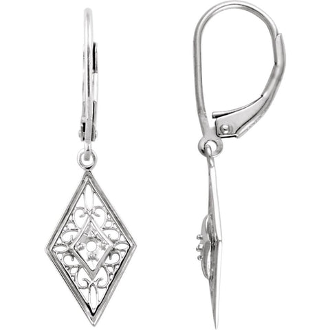 14k White Gold 1.8mm Round Filigree Earring Mountings