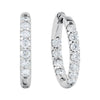 14K White Gold 1 CTW Diamond Inside/Outside Hoop Earrings