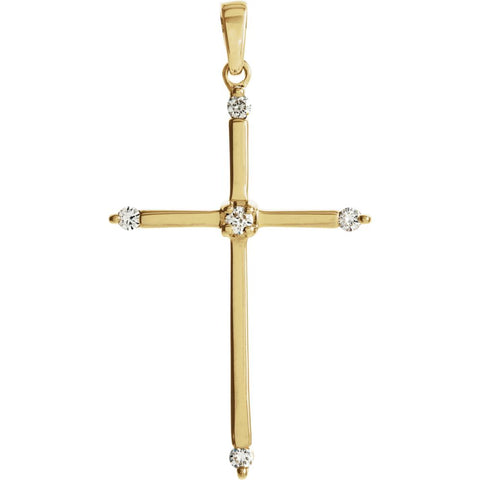 14k White Gold 1/10 CTW Diamond Cross Pendant