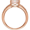14k Rose Gold Morganite & 1/10 CTW Diamond Ring, Size 7