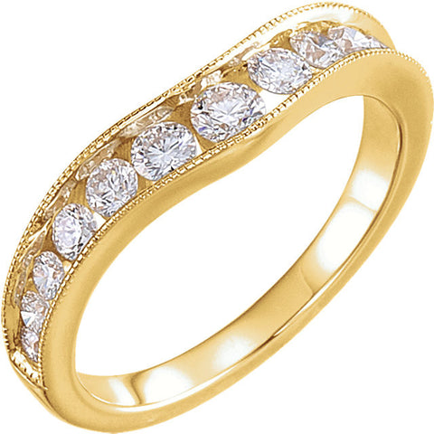 14k Yellow Gold 3/4 CTW Diamond Contour Band , Size 7