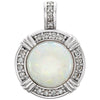 14k White Gold Opal & 1/10 ctw. Diamond Pendant