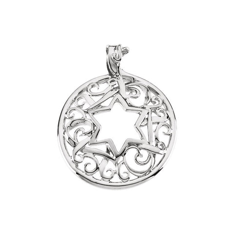 14k White Gold 34x27.5mm Star of David Pendant