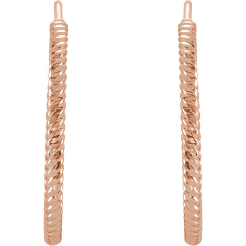 14k Rose Gold 21mm Rope Design Hoop Earrings