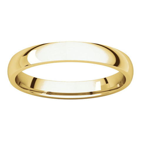 10k Yellow Gold 3mm Light Comfort Fit Band, Size 7