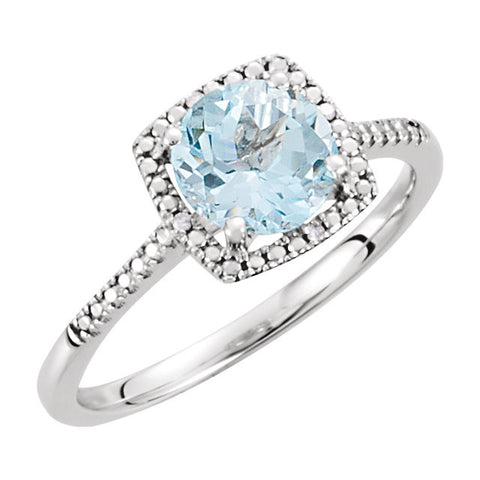 Sterling Silver Sky Blue Topaz & .01 CTW Diamond Ring, Size 5
