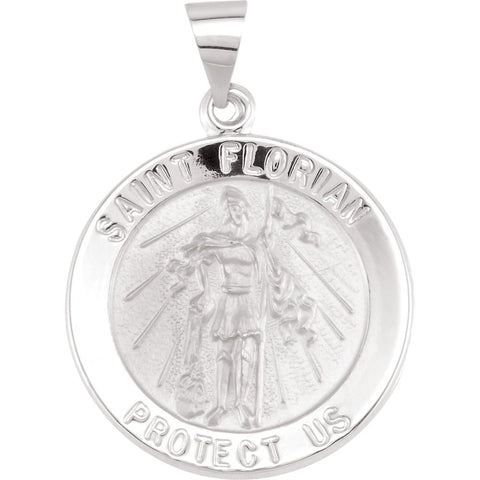 14k Yellow Gold 18.25mm Round Hollow St. Florian Medal