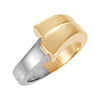 Two Tone Metal Fashion Ring in 14k White and Yellow Gold ( Size 6 )