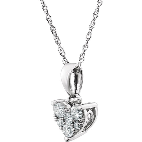 14k White Gold 1/5 CTW Diamond Cluster Necklace