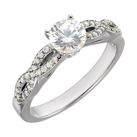 14k White Gold 1 1/6 CTW Diamond Engagement Ring, Size 7