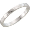 14k White Gold 2mm Flat Band with Hammer Finish, Size 7