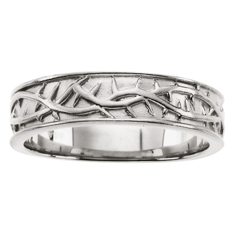 14k White Gold Thorn Design Band, Size 11