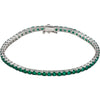 14K White Gold Lab Created Emerald Line 7.25-Inch Bracelet