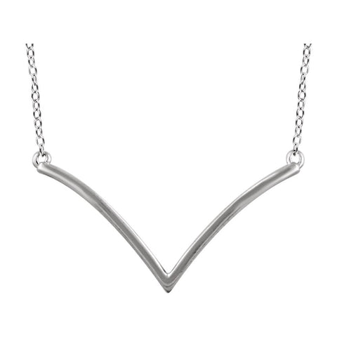 14k White Gold "V" 16-18" Necklace