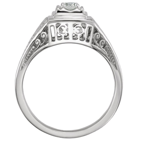 14k White Gold 1/6 CTW Diamond Filigree Ring, Size 6