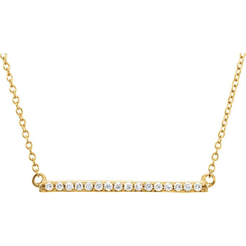 14k Yellow Gold 1/6 CTW Diamond Bar 18" Necklace