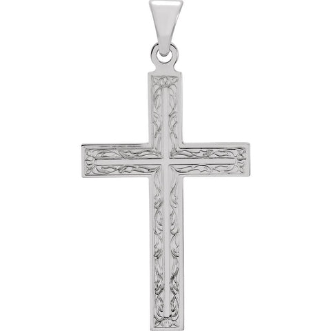 14k White Gold Cross Pendant