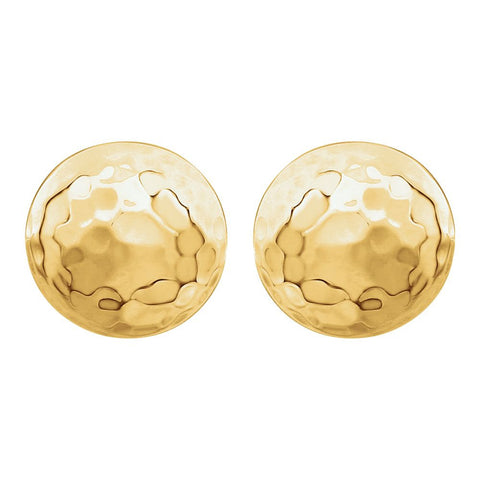 14k Yellow Gold Hammered Disk Earrings