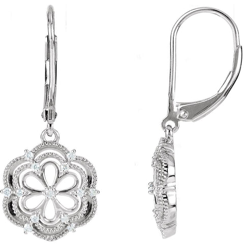 Sterling Silver 1/6 CTW Diamond Lever Back Earrings