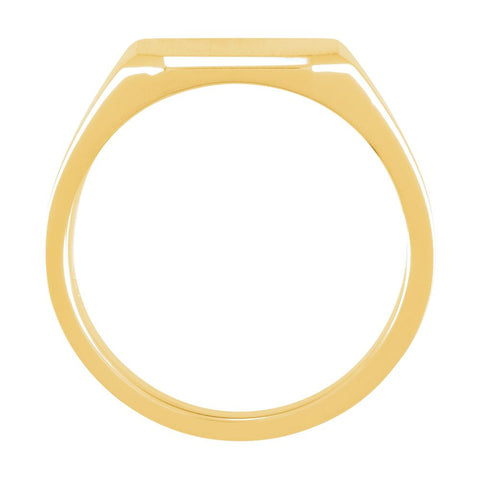10k Yellow Gold 14mm Men's Solid Signet Ring, Size 10