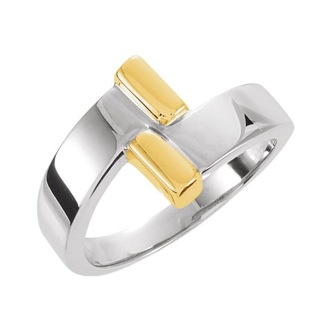 14K Two-Tone Bypass Ring, Size 6