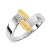 Two Tone Metal Fashion Ring in 14k White and Yellow Gold ( Size 6 )