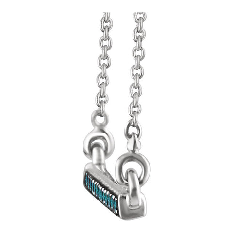 14k White Gold 1/6 CTW Blue Diamond Bar 18" Necklace