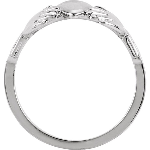 Sterling Silver 12x14mm Ladies Claddagh Ring, Size 7