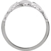 Platinum 12x14mm Ladies Claddagh Ring, Size 7