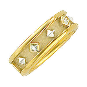 14K Yellow & White 1/6 CTW Diamond Etruscan Band Size 7.5