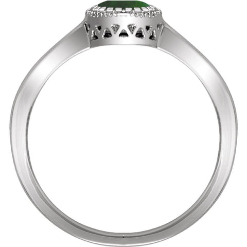14k White Gold Emerald "May" Birthstone Ring, Size 7