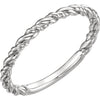 14k White Gold Stackable Rope Ring, Size 7