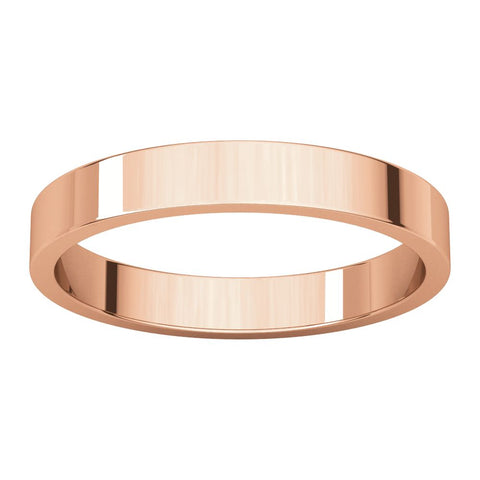 14k Rose Gold 3mm Flat Band, Size 6