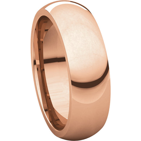 14k Rose Gold 6mm Comfort Fit Band, Size 7